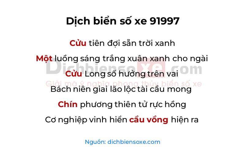 Dịch thơ biển số 91997