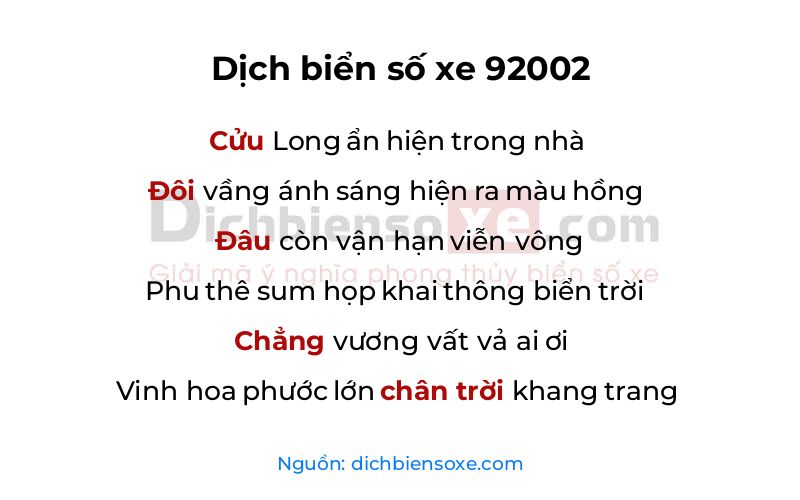 Dịch thơ biển số 92002