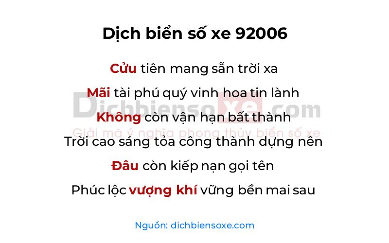 Dịch thơ biển số 92006