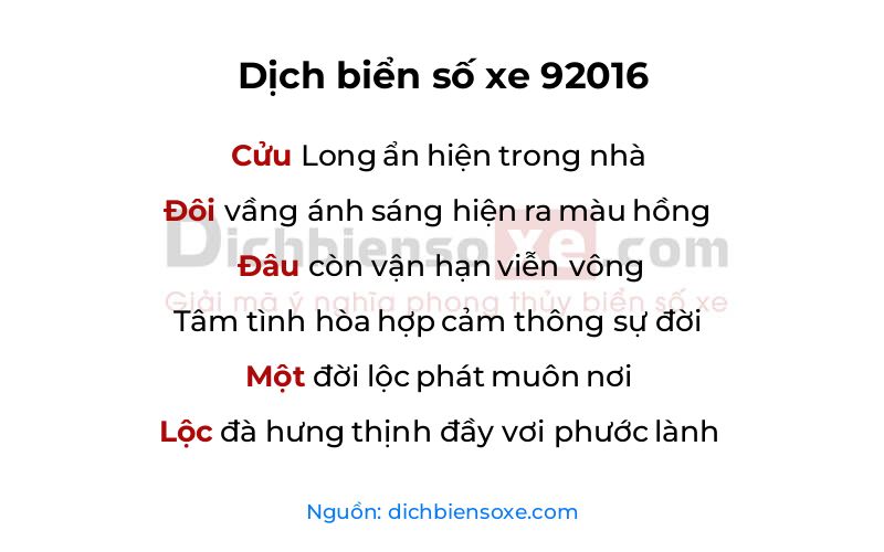 Dịch thơ biển số 92016