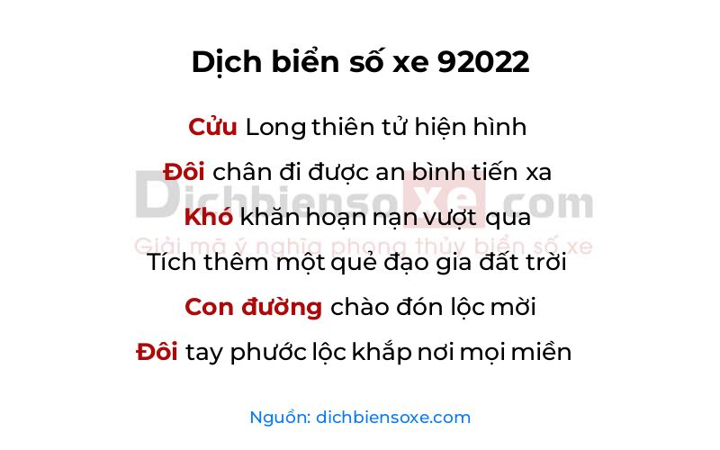 Dịch thơ biển số 92022