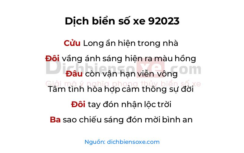 Dịch thơ biển số 92023