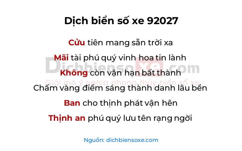 Dịch thơ biển số 92027