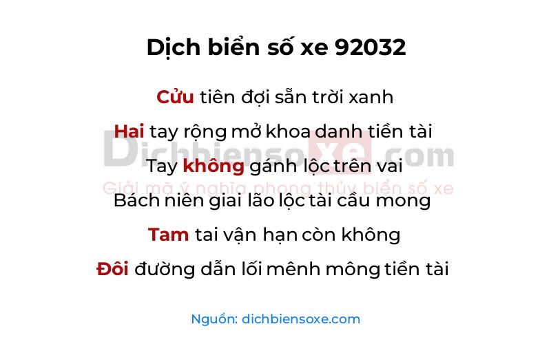 Dịch thơ biển số 92032