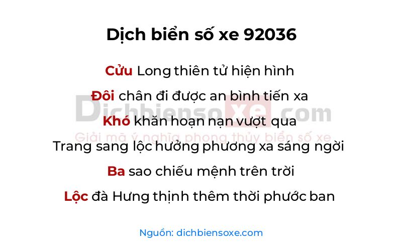 Dịch thơ biển số 92036