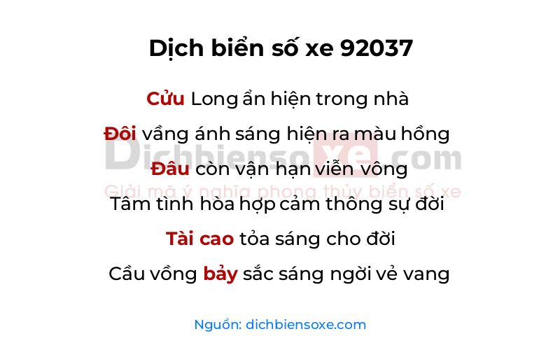 Dịch thơ biển số 92037
