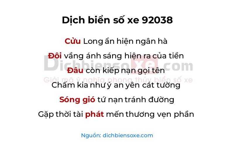 Dịch thơ biển số 92038