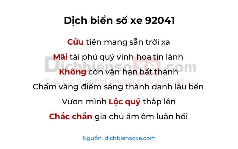 Dịch thơ biển số 92041