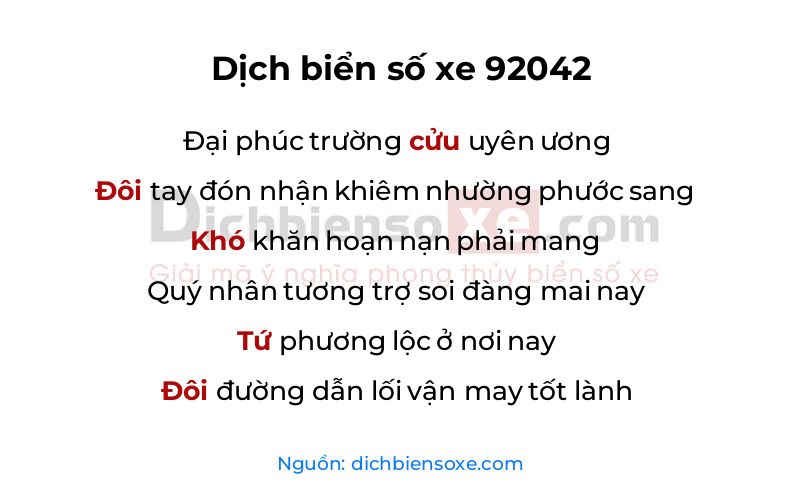 Dịch thơ biển số 92042