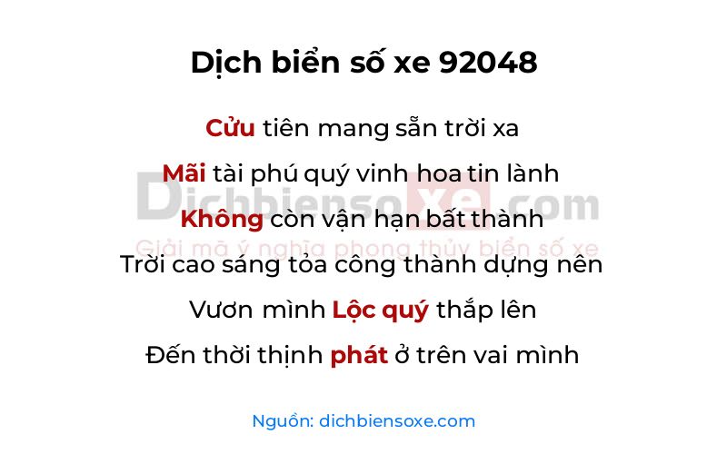 Dịch thơ biển số 92048