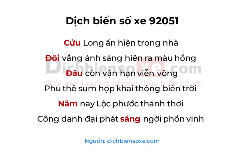 Dịch thơ biển số 92051