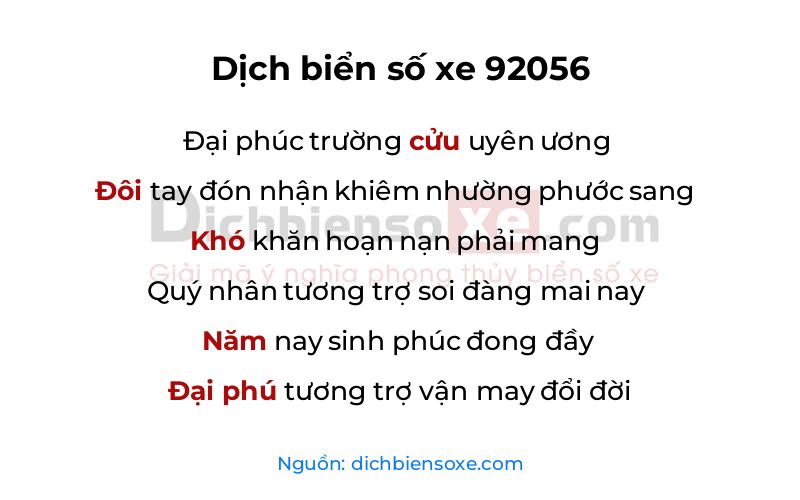 Dịch thơ biển số 92056