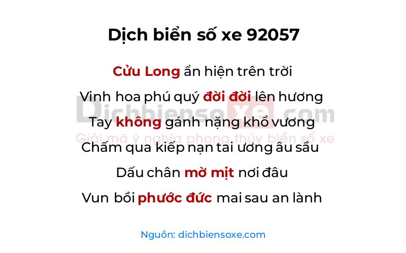 Dịch thơ biển số 92057