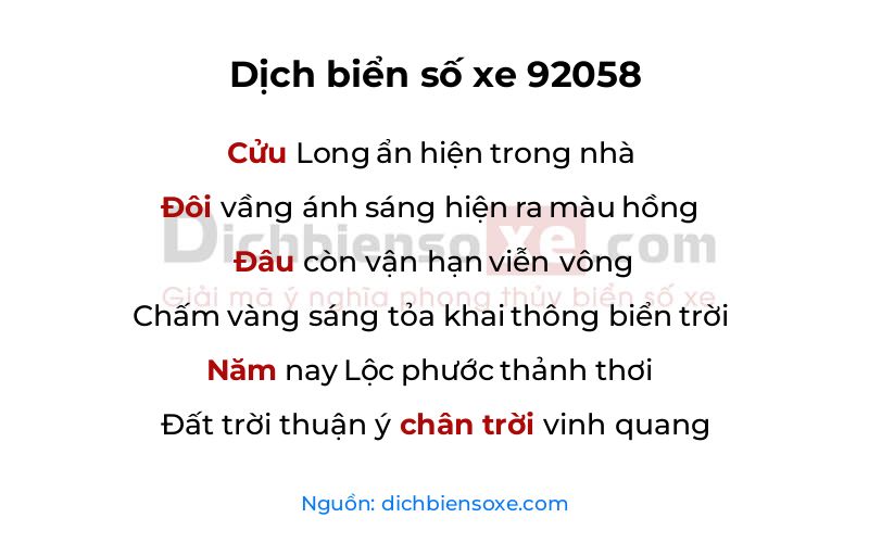 Dịch thơ biển số 92058