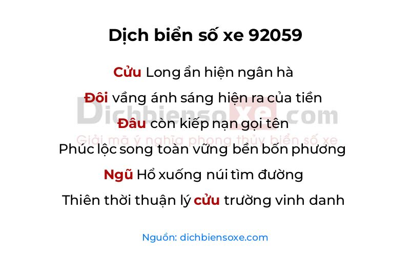 Dịch thơ biển số 92059