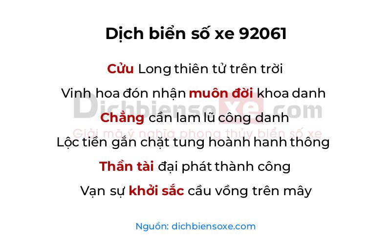 Dịch thơ biển số 92061