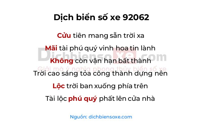 Dịch thơ biển số 92062