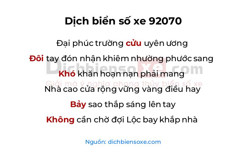 Dịch thơ biển số 92070