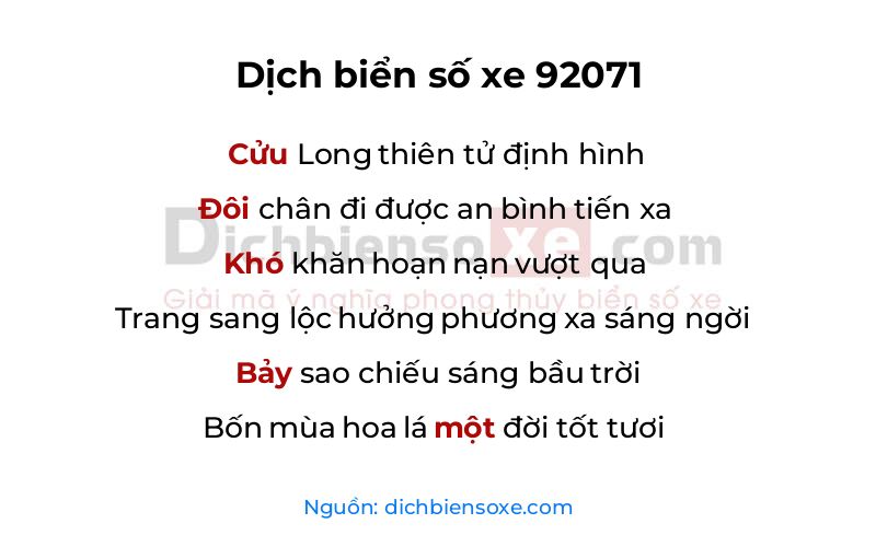 Dịch thơ biển số 92071