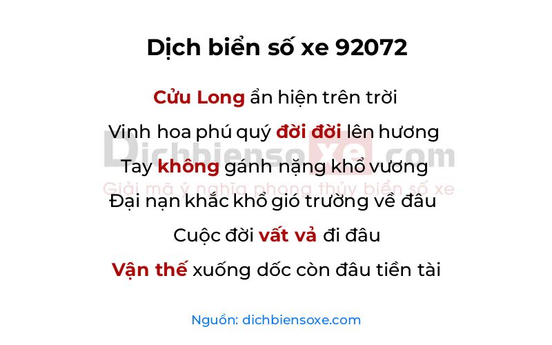 Dịch thơ biển số 92072