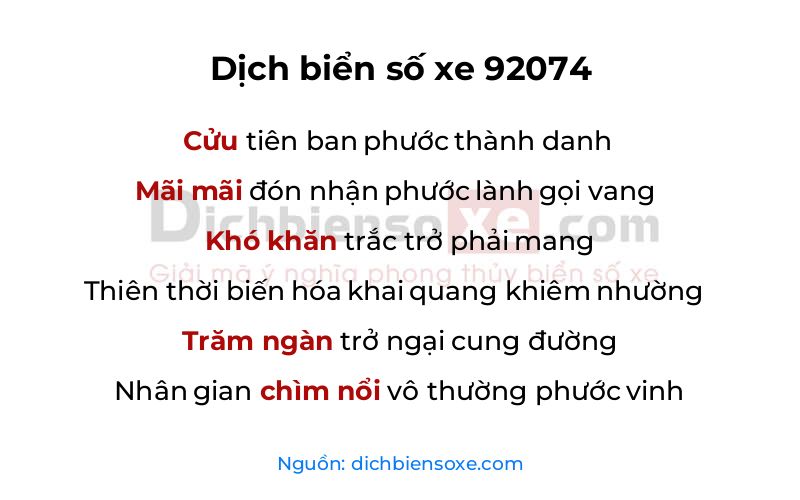 Dịch thơ biển số 92074