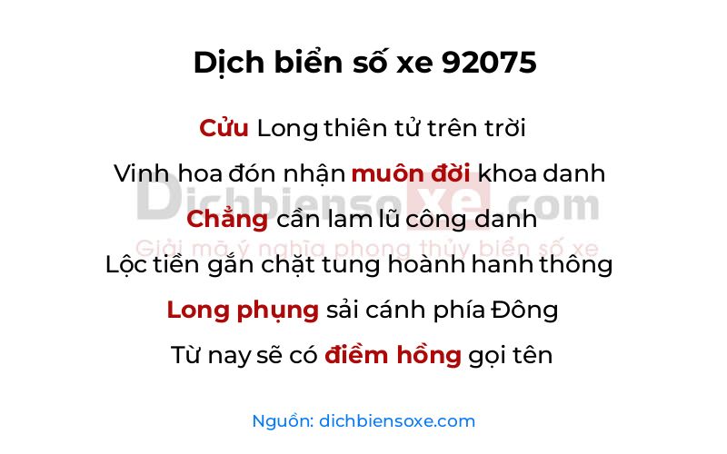 Dịch thơ biển số 92075