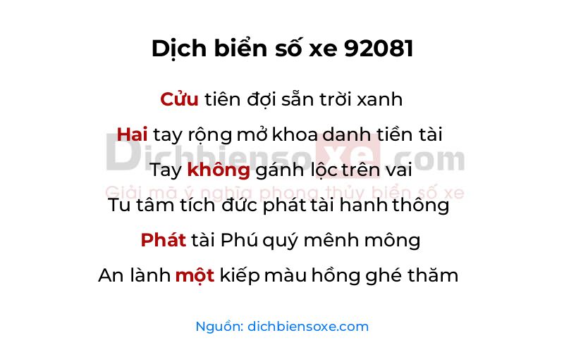 Dịch thơ biển số 92081