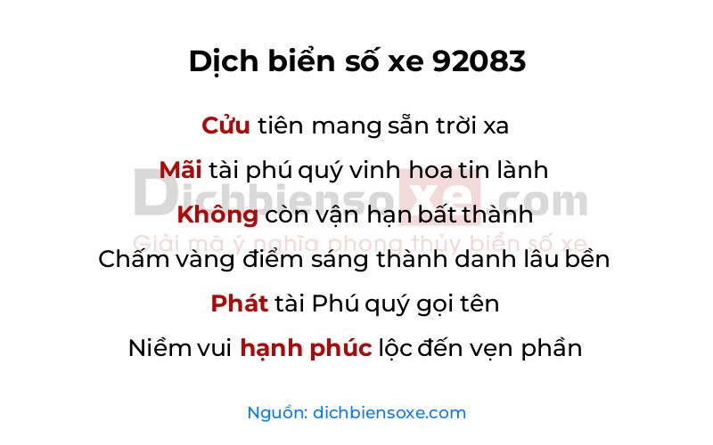 Dịch thơ biển số 92083