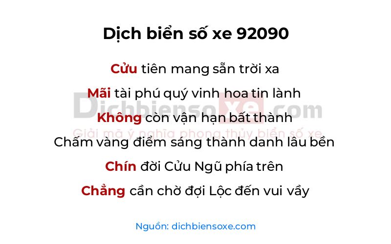 Dịch thơ biển số 92090
