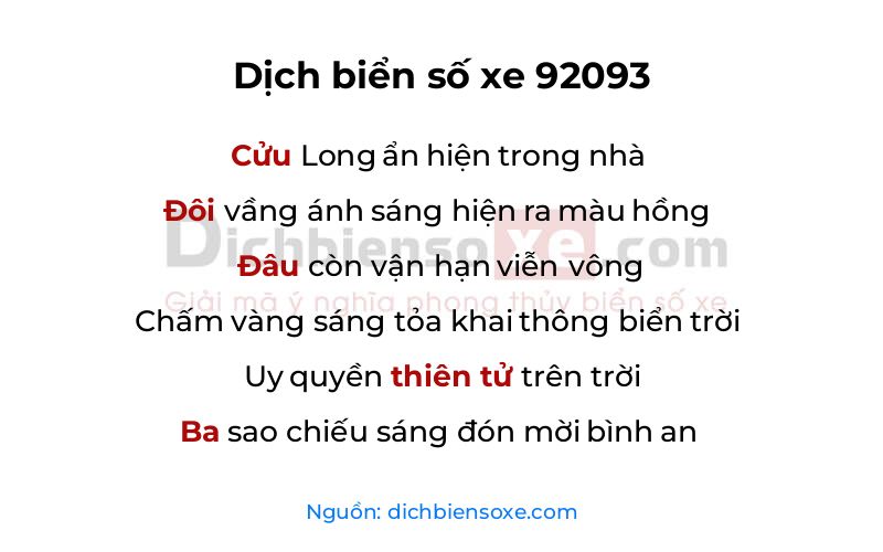 Dịch thơ biển số 92093