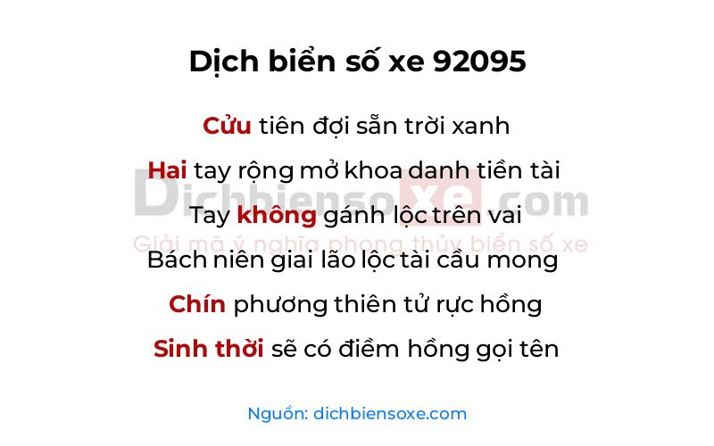 Dịch thơ biển số 92095