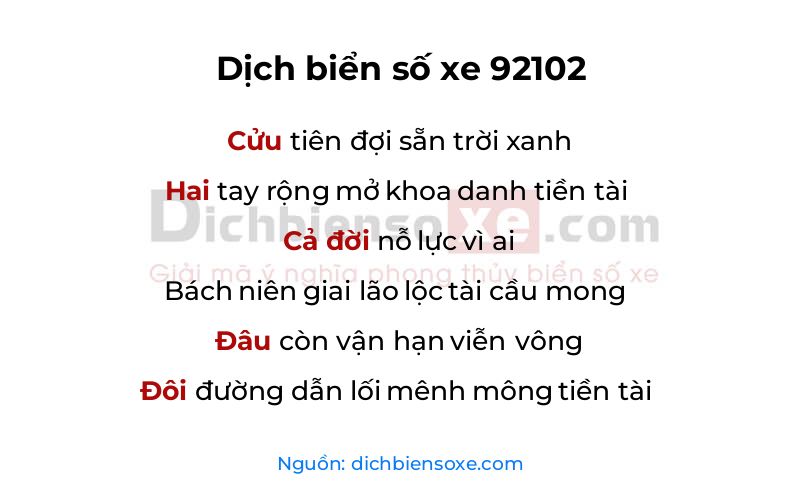 Dịch thơ biển số 92102