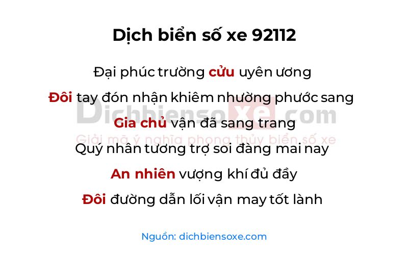 Dịch thơ biển số 92112