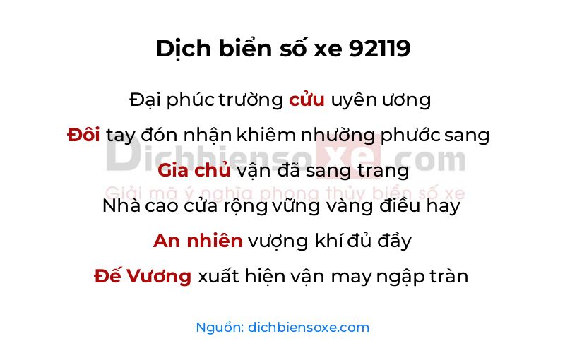 Dịch thơ biển số 92119