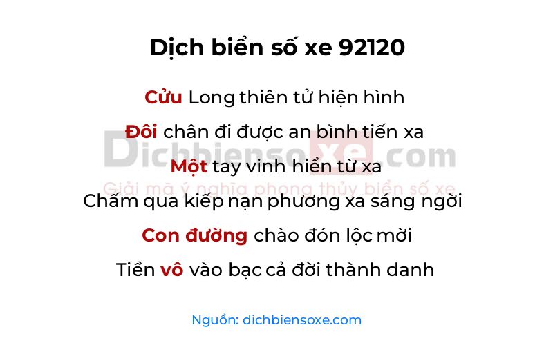 Dịch thơ biển số 92120
