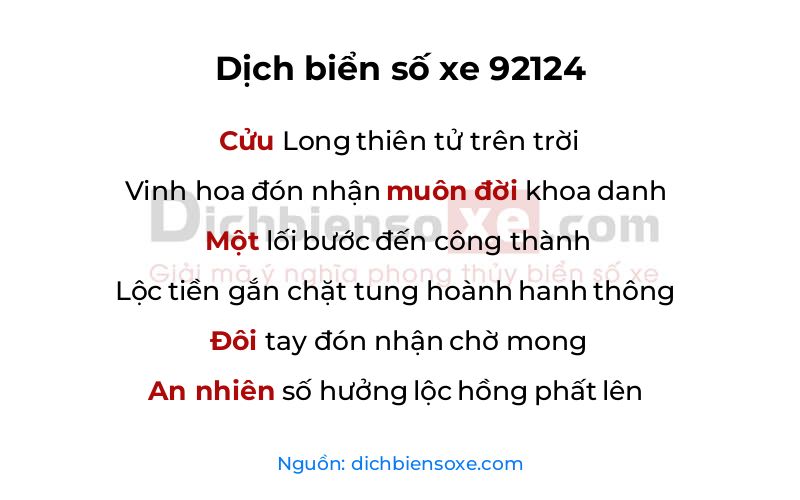 Dịch thơ biển số 92124