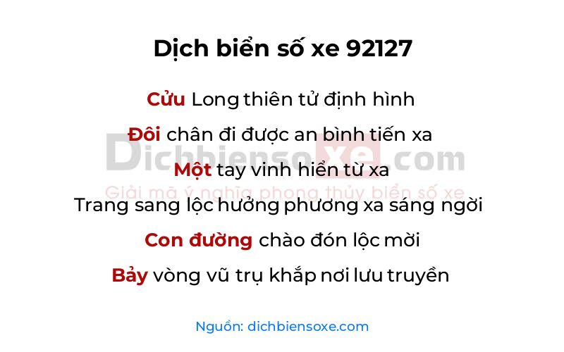 Dịch thơ biển số 92127
