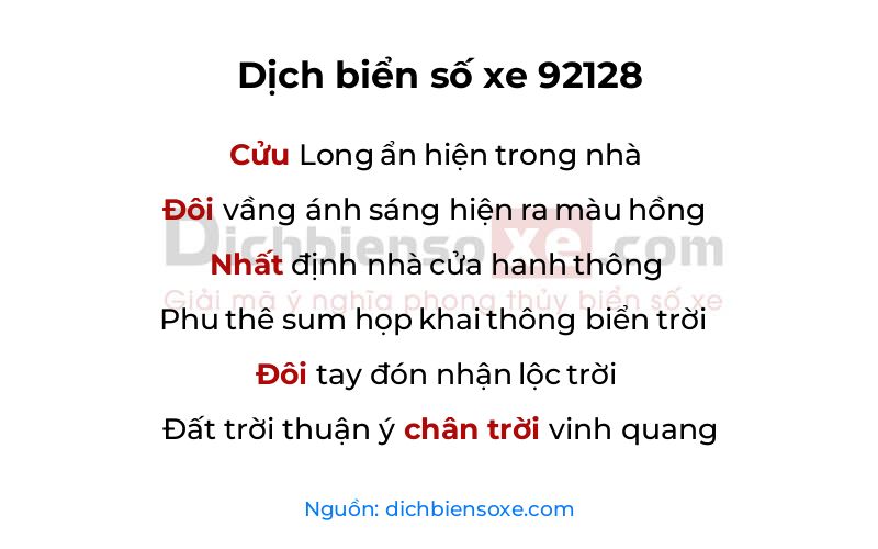 Dịch thơ biển số 92128