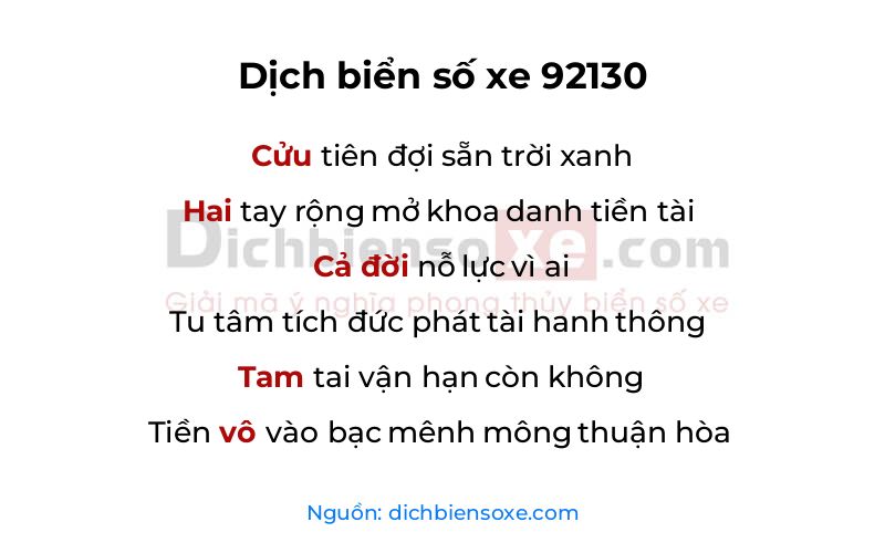 Dịch thơ biển số 92130