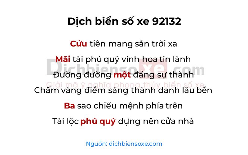 Dịch thơ biển số 92132
