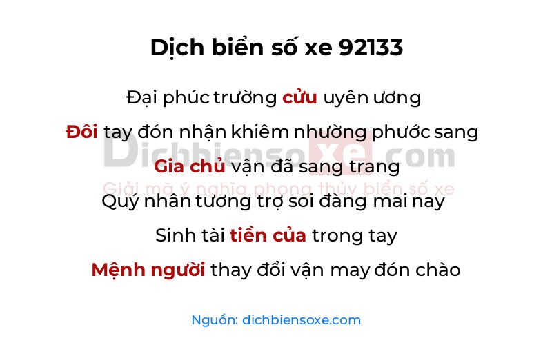 Dịch thơ biển số 92133