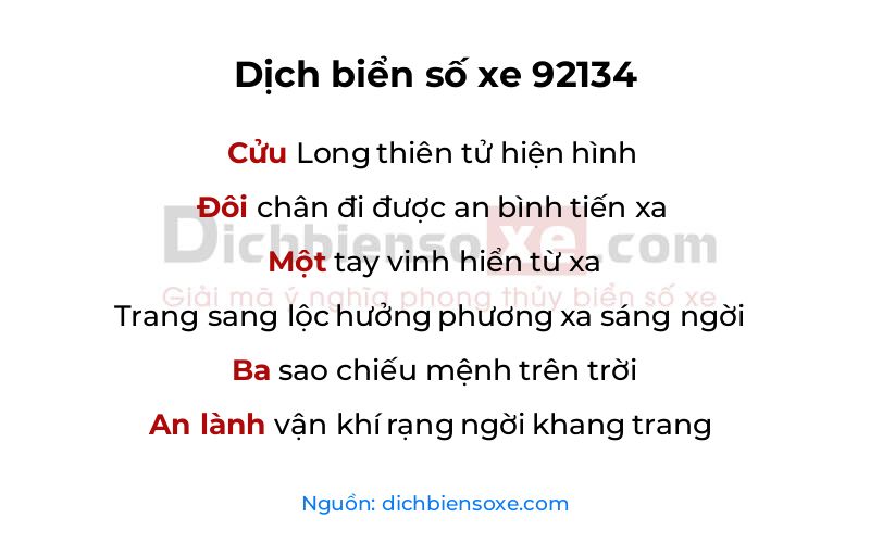 Dịch thơ biển số 92134