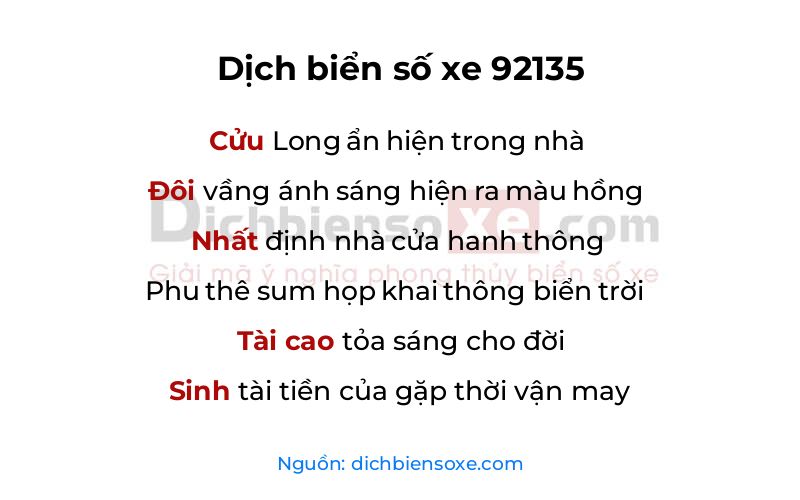 Dịch thơ biển số 92135