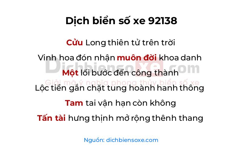 Dịch thơ biển số 92138