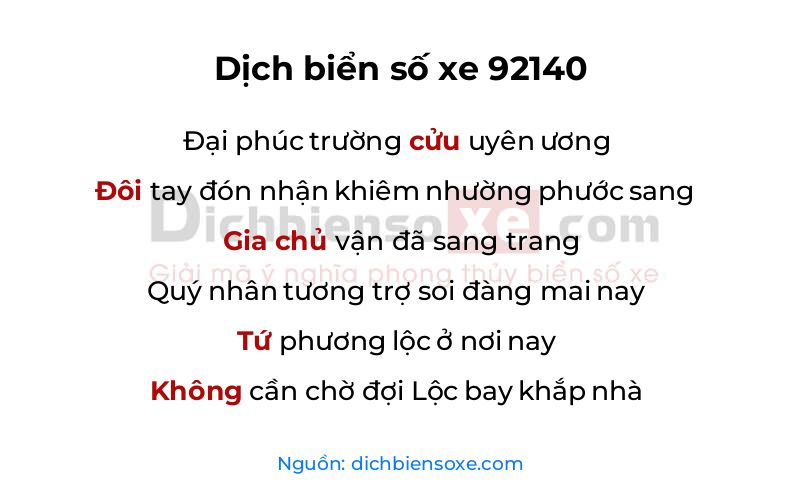 Dịch thơ biển số 92140