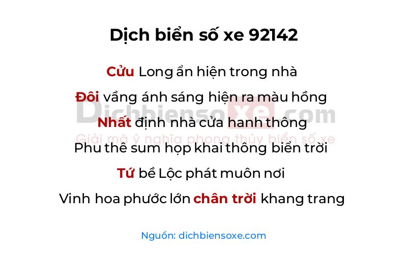 Dịch thơ biển số 92142