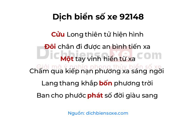 Dịch thơ biển số 92148