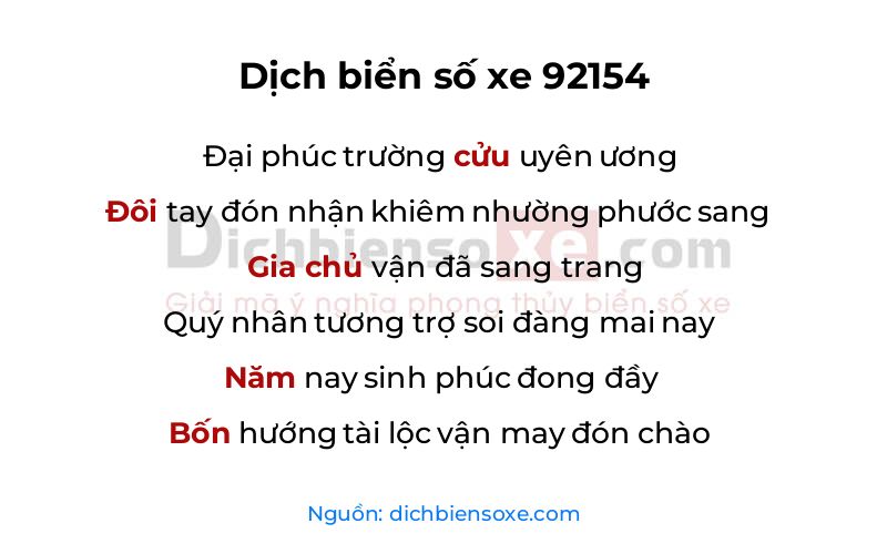 Dịch thơ biển số 92154