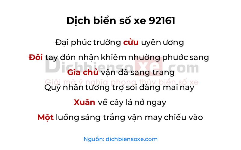 Dịch thơ biển số 92161