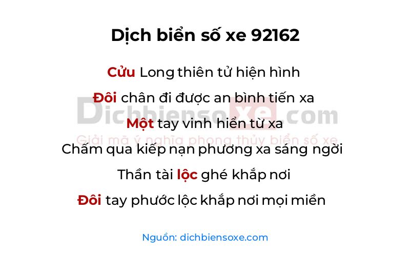 Dịch thơ biển số 92162